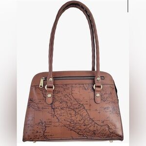 Patricia Nash Calvi Satchel Brown, One Size Map Print Tote Bag